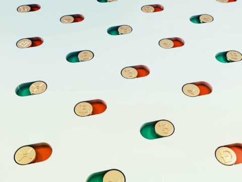 a group of pills floating in the air
